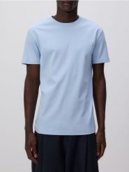 T-shirt slim z bawełny pima - jasnoniebieski. Niebieskie t-shirty męskie Reserved, l, bez wzorów, z bawełny, bez kołnierzyka. W wyprzedaży za 59.99 zł.
