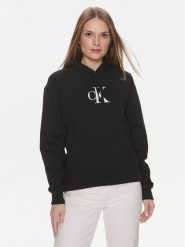 Calvin Klein Jeans Bluza Satin J20J223432 Czarny Regular Fit. Czarne bluzy bez kaptura damskie Calvin Klein Jeans, xs, z bawełny. Za 259.99 zł.