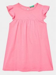 United Colors Of Benetton Sukienka codzienna 3096GV00H Różowy Regular Fit. Czerwone sukienki dziewczęce United Colors Of Benetton, bez wzorów, z bawełny, bez ramiączek. Za 79.99 zł.