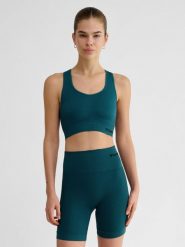Biustonosz dla kobiet Hummel Tif Seamless Sports. Niebieskie biustonosze sportowe damskie HUMMEL, bez wzorów, z materiału. Za 128.00 zł.