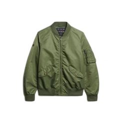 Kurtka puchowa Superdry Bomber Merchant MA1. Zielone kurtki męskie Superdry., m, bez wzorów, z puchu, bez kaptura. Za 437.20 zł.