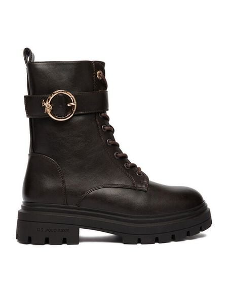 U.S. Polo Assn. Trapery EO-SVETA002W/GY1 Brązowy. Brązowe trapery damskie U.S. Polo Assn., ze skóry, bez obcasa. Za 329.99 zł.