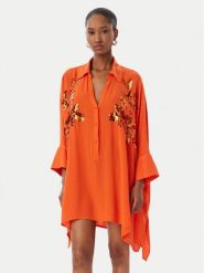 LOLA CASADEMUNT Sukienka koszulowa LS2615008 Pomarańczowy Oversize. Brązowe sukienki damskie lola casademunt, s, bez wzorów, z wiskozy, bez kołnierzyka, bez ramiączek, koszulowe. Za 417.99 zł.