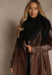 Czarny Klasyczny Szalik Zakończony Frędzlami Vetiele. Czarne szaliki i kominy damskie Renee, bez wzorów, z jeansu. Za 34.99 zł.