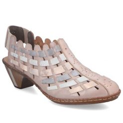 Skórzane półbuty damskie na obcasie komfortowe elastyczne kremowe Rieker 46778-64. Białe półbuty damskie Rieker, bez wzorów, ze skóry, bez obcasa, na obcasie. Za 349.00 zł.