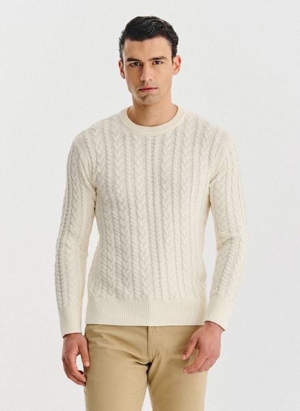 PAKO LORENTE - Beżowy sweter męski z kaszmirem. Brązowe swetry męskie Pako Lorente, na jesień, m, bez wzorów, z bawełny, bez kołnierzyka. Za 249.99 zł.