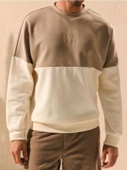 Bluza - kremowy. Białe bluzy bez kaptura męskie Sinsay, l. W wyprzedaży za 25.99 zł.