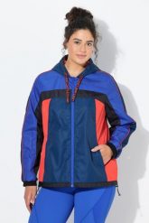 Damskie Kurtka outdoorowa z kapturem hydrofobowa ściągana sznurkiem na dole. Niebieskie kurtki damskie Ulla Popken, plus size, bez wzorów, z materiału, z kapturem. Za 343.99 zł.