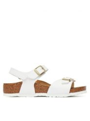 Birkenstock Sandały Rio Flowers As Kids 1029561 S Biały. Białe sandały dziewczęce Birkenstock, ze skóry, bez zapięcia. Za 179.99 zł.