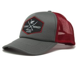 Czapka Trucker z wyściółką / Rozmiar uniwersalny (Szary/Czerwony). Szare czapki męskie SURF MONKEY, z aplikacjami, z poliesteru. Za 159.95 zł.
