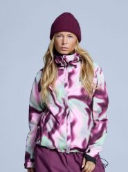 Kurtka narciarska damska - Arty - Ocieplana 2L - Tie-dye różowym i wielokolorowy. Zielone kurtki damskie POEDERBAAS, na zimę, l, bez wzorów, z materiału, z kapturem. Za 915.52 zł.