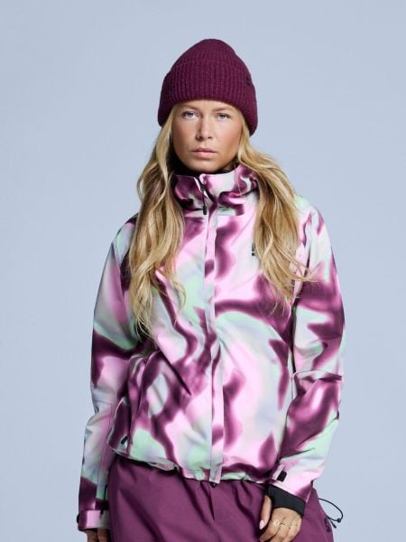 Kurtka narciarska damska - Arty - Ocieplana 2L - Tie-dye różowym i wielokolorowy. Zielone kurtki damskie POEDERBAAS, na zimę, l, bez wzorów, z materiału, bez kaptura. Za 915.52 zł.