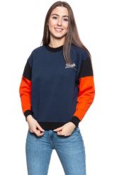 BLUZA WRANGLER HIGH RIB RETRO SWEAT NAVY W6N0HY114 112130780. Niebieskie bluzy bez kaptura damskie Wrangler, xs. W wyprzedaży za 79.99 zł.
