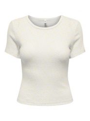 ONLY Koszulka w kolorze kremowo-żółtym rozmiar: M. Brązowe bluzki damskie Only, m, bez wzorów, z bawełny, bez kołnierzyka, bez ramiączek. Za 60.99 zł.