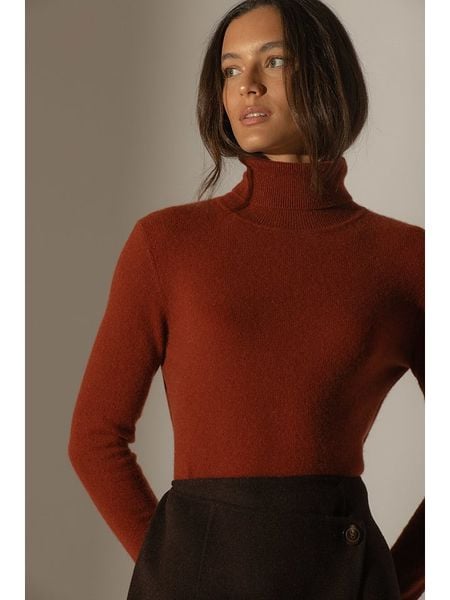 Perfect Cashmere Kaszmirowy golf "Ashley" w kolorze brązowym rozmiar: L. Brązowe golfy damskie Perfect Cashmere, l, bez wzorów, z kaszmiru, bez ramiączek. Za 335.82 zł.