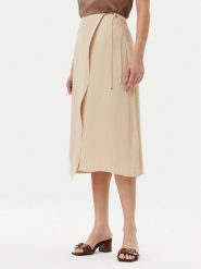 BOSS Spódnica midi Vamarni 50538116 Beżowy Regular Fit. Brązowe spódniczki damskie Boss, bez wzorów, z wiskozy, midi. Za 479.99 zł.