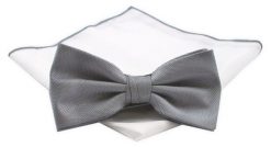 Mucha Męska z Białą Poszetką - Chattier - Popielata. Szare krawaty i muchy męskie Chattier, bez wzorów, z mikrofibry, eleganckie. Za 59.00 zł.