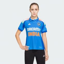 Koszulka India Cricket One Day International. Niebieskie t-shirty damskie Adidas, xl, bez wzorów, bez kołnierzyka. Za 349.00 zł.