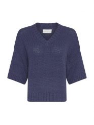 MOSS COPENHAGEN Sweter "Hannalie" w kolorze granatowym rozmiar: S/M. Niebieskie swetry klasyczne damskie MOSS COPENHAGEN, m, z bawełny, bez kołnierzyka. Za 180.49 zł.