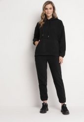 Czarny Dzianinowy Komplet Dresowy 2-częściowy z Bluzą i Spodniami Norikas. Czarne bluzy z kapturem damskie Born2be, xl, z dresówki. Za 109.99 zł.