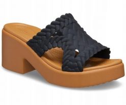 Klapki Dla Dorosłych Crocs Brooklyn Woven Slide Heel. Czarne klapki i japonki męskie Crocs, z materiału. Za 263.99 zł.