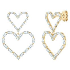 Yokoamii Kolczyki wiszace serce z pozlacanego mosiadzu z cyrkonia 1 ct Damski. Białe kolczyki damskie Yokoamii, z cyrkonią, pozłacane. Za 119.99 zł.