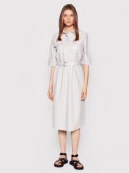 Boss Sukienka z imitacji skóry Dafaro1 50473255 Szary Relaxed Fit. Szare sukienki damskie Boss, bez wzorów, ze skóry, bez kołnierzyka, bez ramiączek. Za 1,689.00 zł.