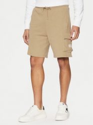 Calvin Klein Jeans Szorty sportowe J30J327284 Beżowy Regular Fit. Brązowe szorty męskie Calvin Klein Jeans, bez wzorów, z bawełny, sportowe. Za 209.99 zł.