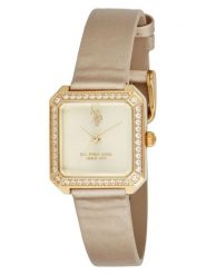 U.S. Polo Assn. Zegarek kwarcowy w kolorze złoto-beżowym rozmiar: onesize. Brązowe, analogowe zegarki damskie U.S. Polo Assn., metalowe. Za 217.99 zł.