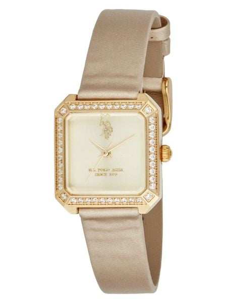 U.S. Polo Assn. Zegarek kwarcowy w kolorze złoto-beżowym rozmiar: onesize. Brązowe, analogowe zegarki damskie U.S. Polo Assn., metalowe. Za 217.99 zł.
