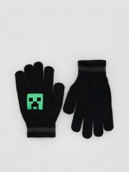 Rękawiczki Minecraft - czarny. Czarne rękawiczki dziecięce Reserved, z materiału, bez ramiączek. Za 39.99 zł.