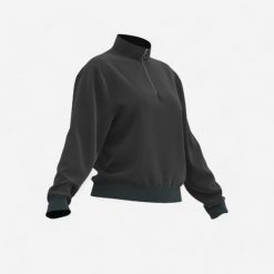 Bluza damska Domyos fitness. Czarne bluzy sportowe damskie DOMYOS, l, bez wzorów, z materiału, bez ramiączek, krótkie, bez kaptura. Za 69.99 zł.