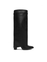 DeeZee Kozaki HY316-1 Czarny. Czarne kozaki damskie DeeZee, ze skóry, bez obcasa, na słupku. Za 249.99 zł.