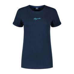 Koszulka damska Rogelli Logo. Niebieskie bluzki sportowe damskie Rogelli, l, bez wzorów, z bawełny, bez ramiączek. Za 192.80 zł.