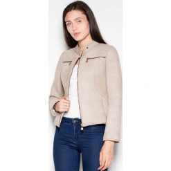 Beżowa Krótka Kurtka Damska z Niską Stójką. Brązowe kurtki damskie Venaton, l, bez wzorów, z elastanu, bez kaptura. Za 289.00 zł.