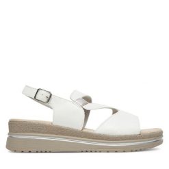 Sandały Clara Barson. Białe sandały damskie Clara Barson, bez wzorów, bez obcasa, na koturnie. Za 119.99 zł.