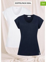 Cotton Candy Koszulki (2 szt.) "Deniz V" w kolorze granatowo-białym rozmiar: M. Białe t-shirty damskie Cotton Candy, m, bez wzorów, bez kołnierzyka. Za 139.87 zł.