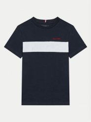 Tommy Hilfiger T-Shirt Colorblock KB0KB09142 Granatowy Regular Fit. Niebieskie t-shirty chłopięce Tommy Hilfiger, bez wzorów, z bawełny, bez ramiączek. Za 119.99 zł.