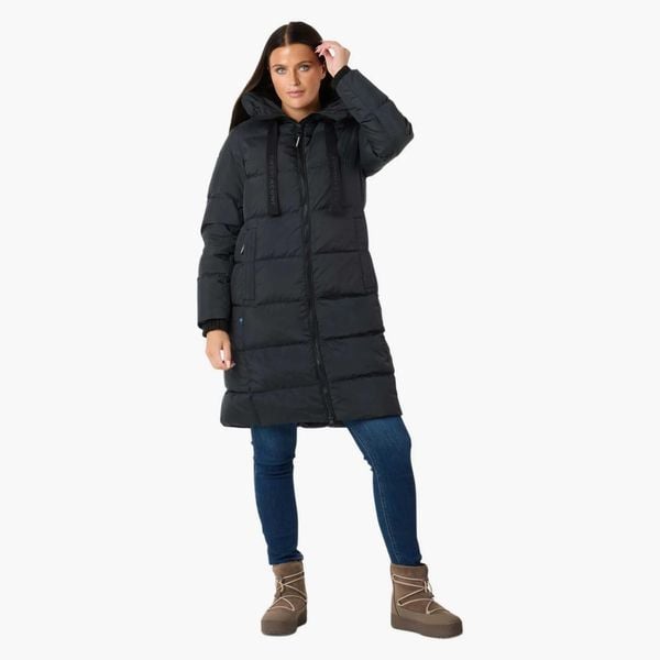 Kurtka Puchowa Wędrówki Kobieta Lofoten Izolujący. Czarne kurtki damskie SWEDEMOUNT, xl, bez wzorów, z materiału, z kapturem. Za 899.99 zł.