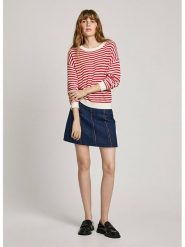 Pepe Jeans Sweter "Poppy" w kolorze czerwono-białym rozmiar: S. Czerwone swetry klasyczne damskie Pepe Jeans, s, z bawełny, bez kołnierzyka. Za 162.49 zł.