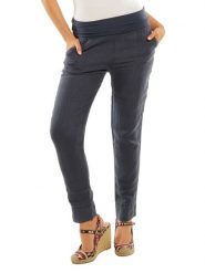 Naturelle en lin Lniane spodnie w kolorze granatowym rozmiar: 36/38. Niebieskie spodnie materiałowe damskie Naturelle en lin, bez wzorów, z materiału. Za 121.99 zł.