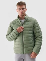 4F Kurtka puchowa z syntetycznym wypełnieniem męska - khaki M. Brązowe kurtki treningowe męskie 4f, m, bez wzorów, z dzianiny. W wyprzedaży za 99.99 zł.