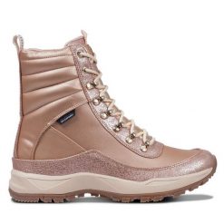 Botki Luhta. Czerwone botki damskie Luhta, bez obcasa, na płaskiej podeszwie, bez zapięcia. Za 339.99 zł.
