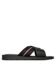 Tommy Hilfiger Klapki Core Hilfiger Lth Criss C Sandal FM0FM05783 Czarny. Czarne klapki i japonki męskie Tommy Hilfiger, ze skóry. Za 289.99 zł.