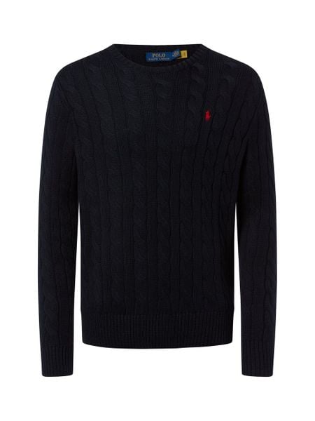 Polo Ralph Lauren sweter z dzianiny Mężczyźni Bawełna niebieski, XL. Niebieskie swetry męskie Polo Ralph Lauren, m, bez wzorów, z bawełny, bez kołnierzyka. Za 699.95 zł.