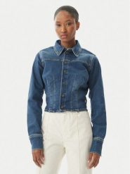 Guess Jeans Kurtka jeansowa W6RN84 D7251 Niebieski Classic Fit. Niebieskie kurtki damskie Guess Jeans, xl, z aplikacjami, z bawełny, bez kaptura. Za 407.99 zł.