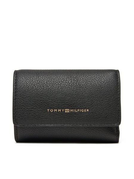 Tommy Hilfiger Portfel Logotape Trifold AW0AW17477 Czarny. Czarne portfele damskie Tommy Hilfiger, bez wzorów, ze skóry. Za 209.99 zł.