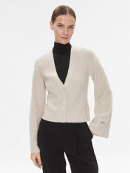 Calvin Klein Kardigan K20K206275 Beżowy Regular Fit. Brązowe kardigany damskie CALVIN KLEIN, l, bez wzorów, z wełny. Za 959.99 zł.