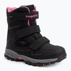 Śniegowce dziecięce KangaROOS K-Robi KTX. Czarne buty zimowe męskie Kangaroos, na zimę, z polaru, przed kolano, bez zapięcia. Za 199.99 zł.