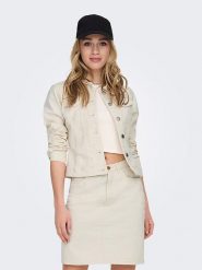 ONLY Kurtka dżinsowa w kolorze kremowym rozmiar: XL. Brązowe kurtki damskie Only, xl, bez wzorów, bez kaptura. Za 113.63 zł.